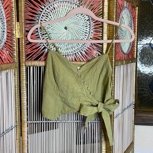 Urban outfitters green linen crossover tank top